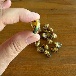 18 Foil Lined Gold, Purple & Green Glass Lampwork Beads for Jewelry Craft Making